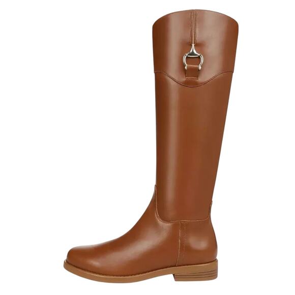 Giani Bernini Women's Sandraa Leather Knee High Low Heel Boots Tan Size 8 - Picture 2 of 6